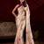 cream satin floral printed saree