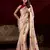 cream satin floral printed saree