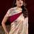 cream satin floral printed saree