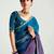 deep blue organza border work saree