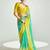 green organza border work saree with blouse