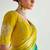 green organza border work saree with blouse