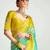 green organza border work saree with blouse