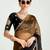 brown border work organza saree with blouse
