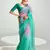 teal border work organza saree with blouse