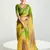 green organza border work saree with blouse