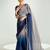 navy blue organza border work saree with blouse