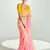 peach organza border work saree with blouse