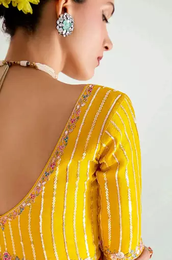 peach organza border work saree with blouse