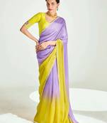 lavender organza border work saree with blouse