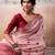 peach cotton floral weaving saree with blouse