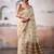 cream floral weaving cotton saree with blouse