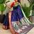 blue paithani silk blend floral weaving saree with blouse