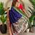 blue paithani silk blend floral weaving saree with blouse