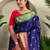 blue paithani silk blend floral weaving saree with blouse