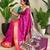 hot pink paithani silk blend saree with blouse