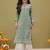 Hand embroidered green georgette lucknowi chikankari kurta and slip with muqaish work