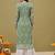Hand embroidered green georgette lucknowi chikankari kurta and slip with muqaish work