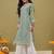 Hand embroidered green georgette lucknowi chikankari kurta and slip with muqaish work