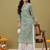 Hand embroidered green georgette lucknowi chikankari kurta and slip with muqaish work