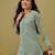 Hand embroidered green georgette lucknowi chikankari kurta and slip with muqaish work