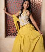 Yellow plain tissue lehenga