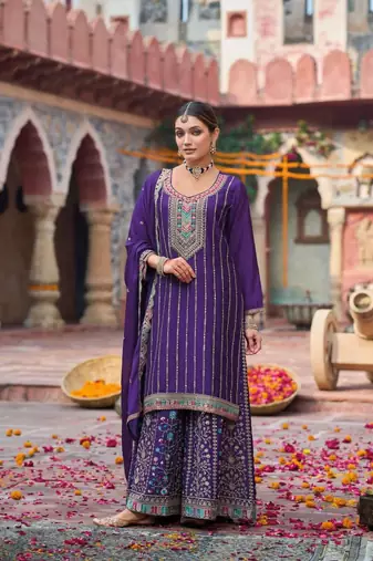 Royal blue free size full stitched upto 42 palazzo wedding suits