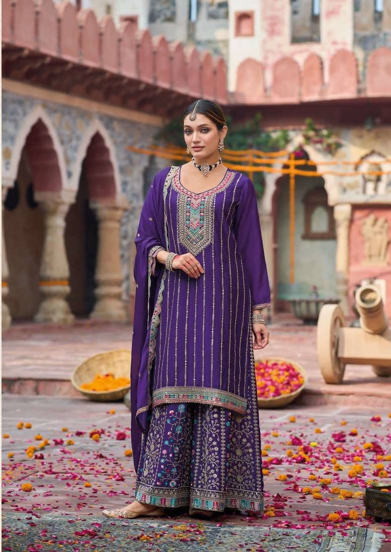 Royal blue free size full stitched upto 42 palazzo wedding suits