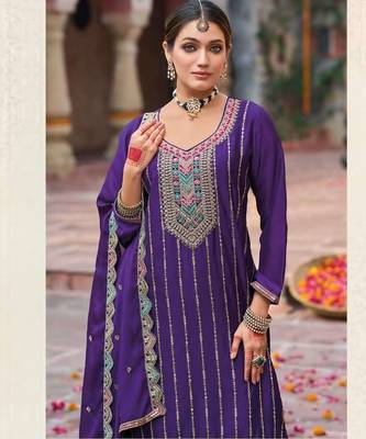 Royal blue free size full stitched upto 42 palazzo wedding suits 2