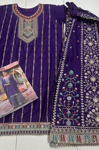 Royal blue free size full stitched upto 42 palazzo wedding suits