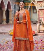 Orange free size full stitched upto 42 palazzo wedding suits