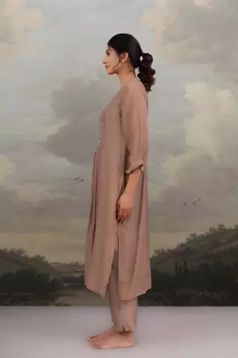 Chiku beaded yoke jaal kurta set