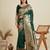 Green zari butti banarasi silk blend saree with blouse
