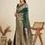 Green zari butti banarasi silk blend saree with blouse