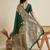 Green zari butti banarasi silk blend saree with blouse