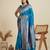 Blue banarasi silk blend saree with zari woven butti work includes blouse