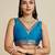 Blue banarasi silk blend saree with zari woven butti work includes blouse