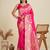 Pink zari woven banarasi silk blend saree with blouse