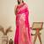 Pink zari woven banarasi silk blend saree with blouse