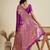 Purple banarasi silk blend saree with matching blouse