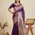 Wine butti work banarasi silk blend saree with blouse