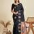 Banarasi silk blend saree with copper-silver zari butti and paithani pallu