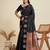 Banarasi silk blend saree with copper-silver zari butti and paithani pallu