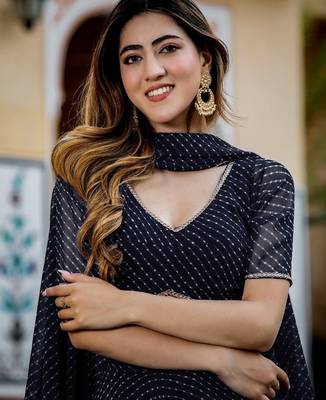 BLACK ZARI AND CODING LACE WORK WITH LEHERIYA PRINTED GEORGETTE LEHENGA CHOLI 2