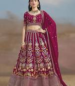PINK GEORGETTE SEQUINS THREAD ZARI EMBROIDERED LEHENGA CHOLI