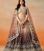 BROWN GEORGETTE SEQUINS ZARI EMBROIDERED LEHENGA CHOLI