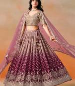 MAROON GEORGETTE SEQUINS ZARI EMBROIDERED LEHENGA CHOLI