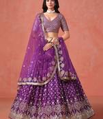 PURPLE GEORGETTE SEQUINS ZARI EMBROIDERED LEHENGA CHOLI