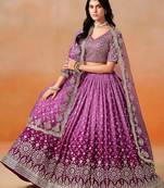 RANI PINK GEORGETTE SEQUINS ZARI EMBROIDERED LEHENGA CHOLI