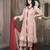 Peach embroidered net anarkaliculottes kurta dupatta readymade suits